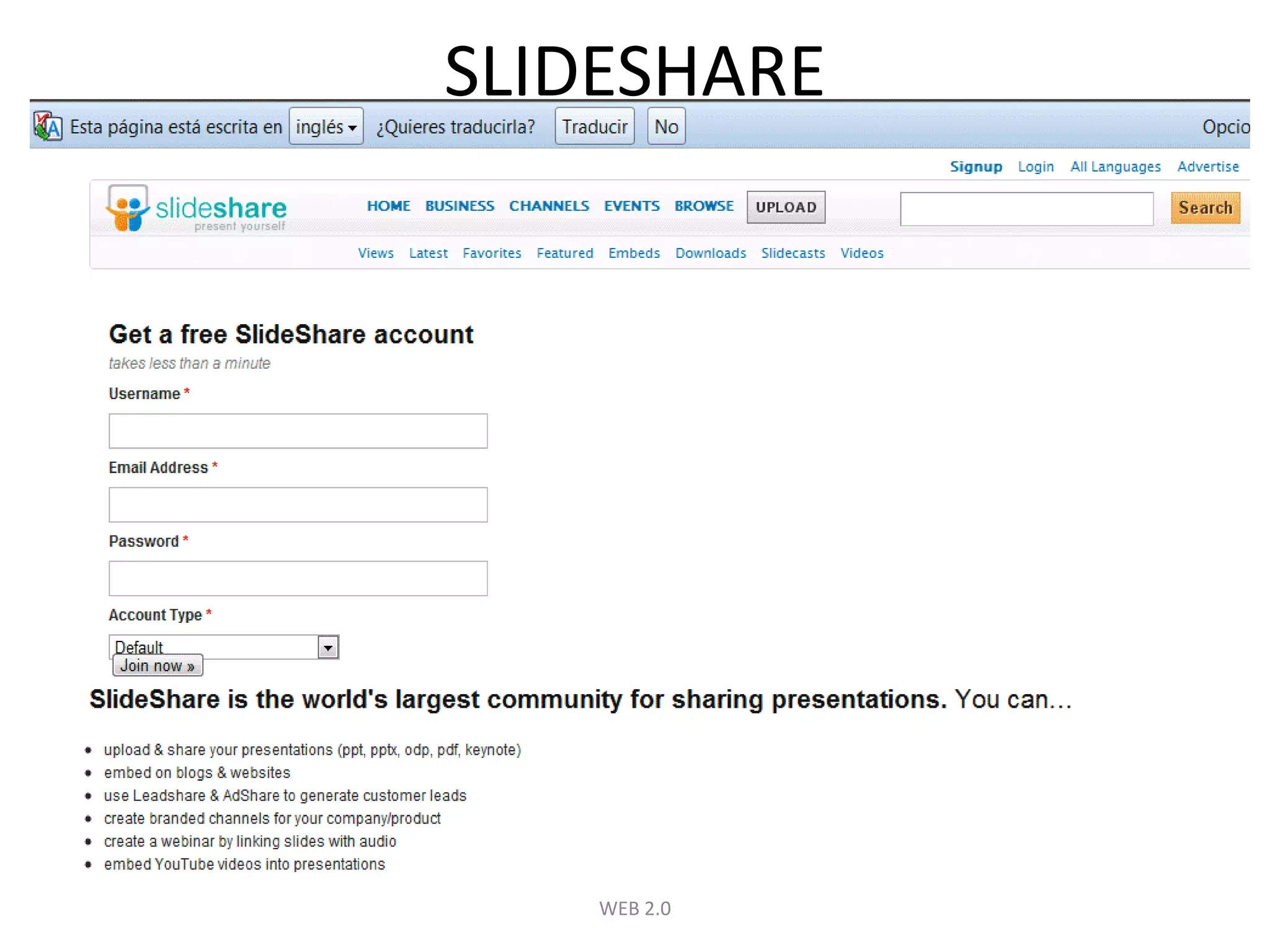 WEB 2.0SLIDESHARE