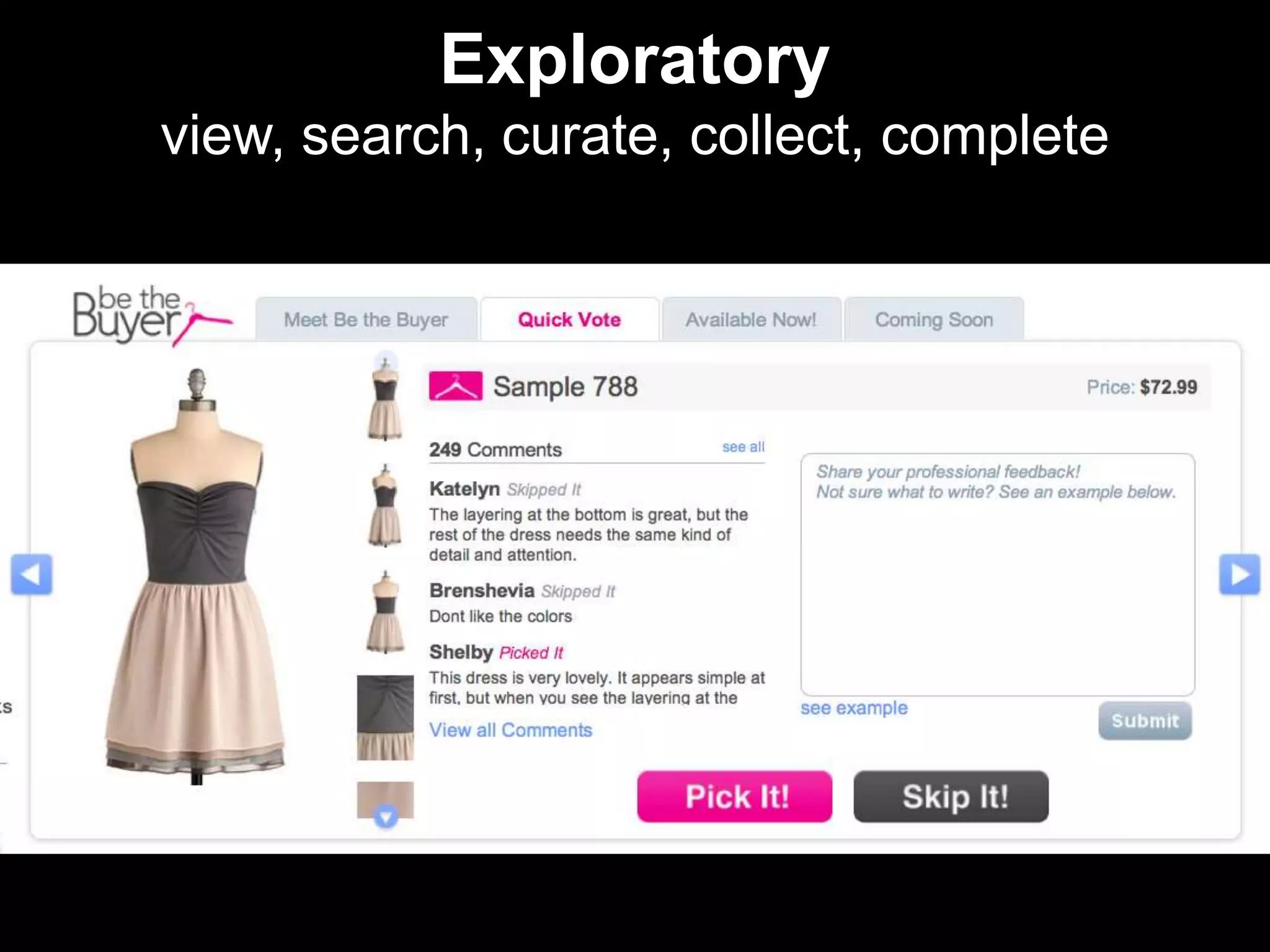 Exploratoryview, search, curate, collect, complete