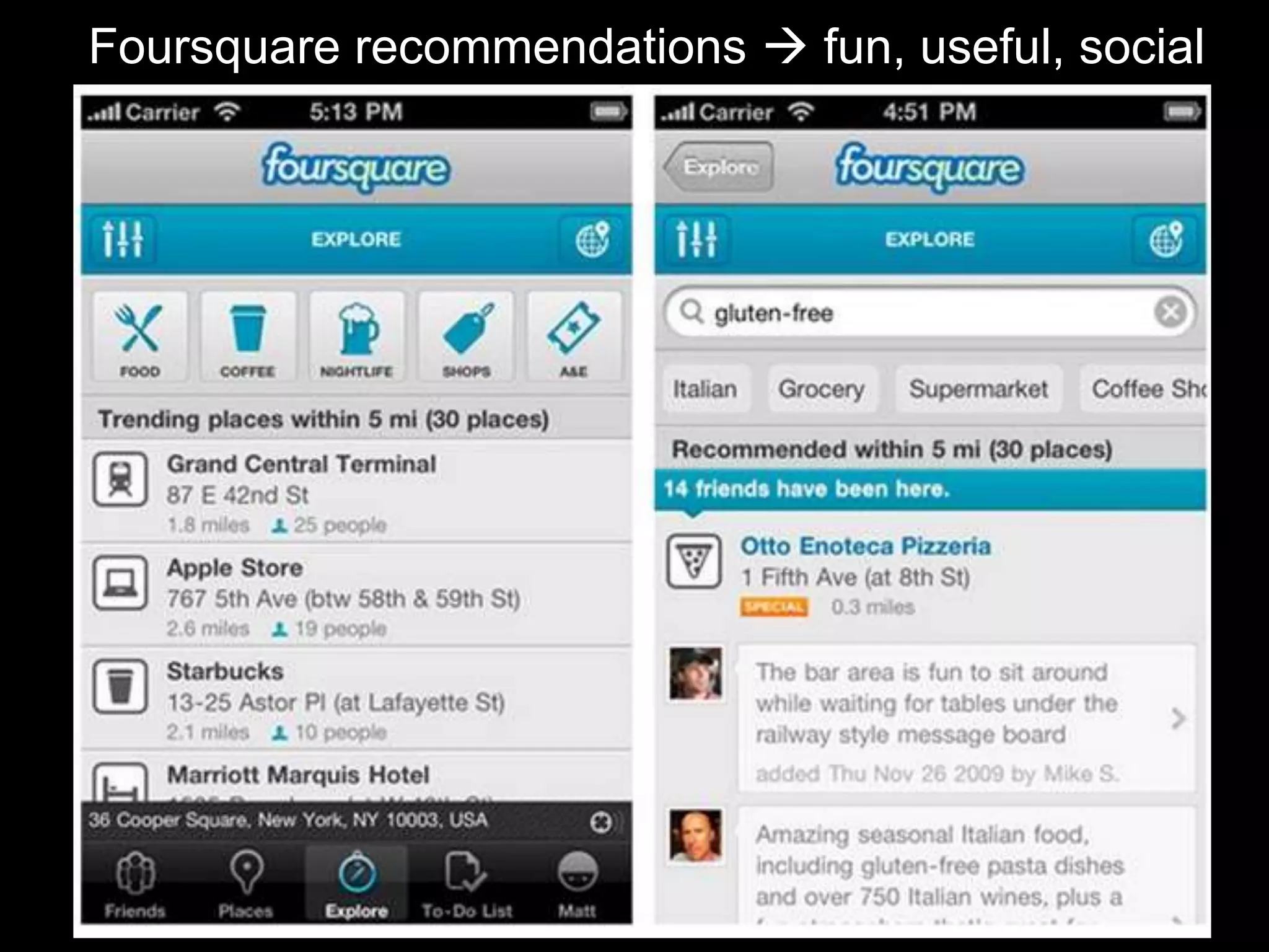 Foursquare recommendations  fun, useful, social