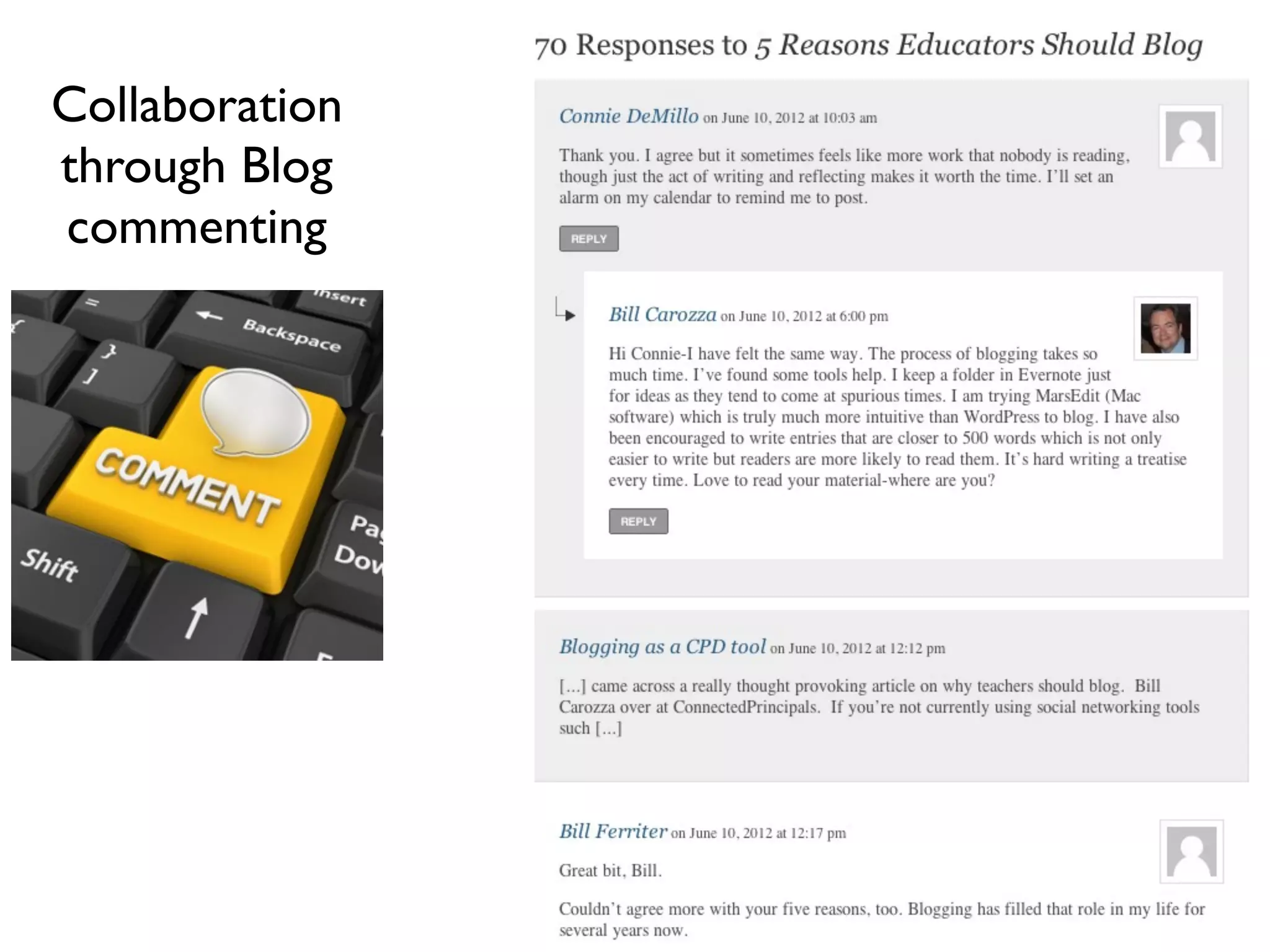 Collaboration
through Blog
commenting
 