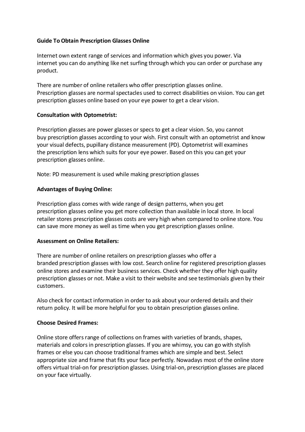 Guide To Obtain Prescription Glasses Online