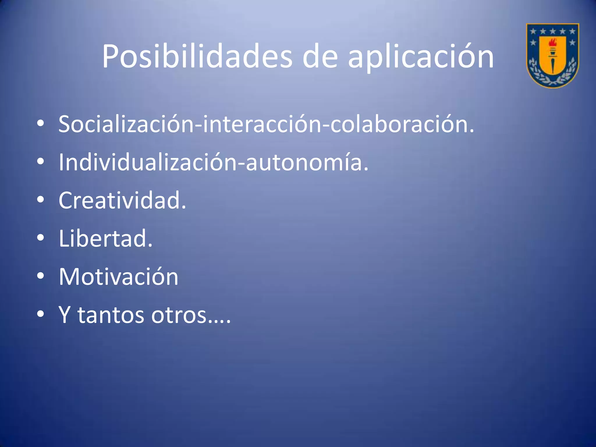 En conclusión
• Los mismos usuarios son quienes van
desarrollando la web, es decir, su evolución se
debe a las mismas necesidades que van
apareciendo en las personas.
• En el ámbito educativo, la web favorece el
aprendizaje, puesto que se encuentran a
disposición muchos sitios donde se puede
comentar, debatir y aprender diversos temas.
 