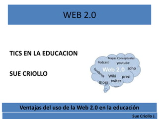 WEB 2.0
TICS EN LA EDUCACION
SUE CRIOLLO
Ventajas del uso de la Web 2.0 en la educación
Sue Criollo J.
 