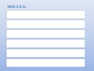 Web 2.0 is:
 