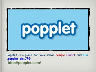 Popplet is a place for your ideas.Simple Smart and Fun
.popplet pic.JPG
http://popplet.com/
 