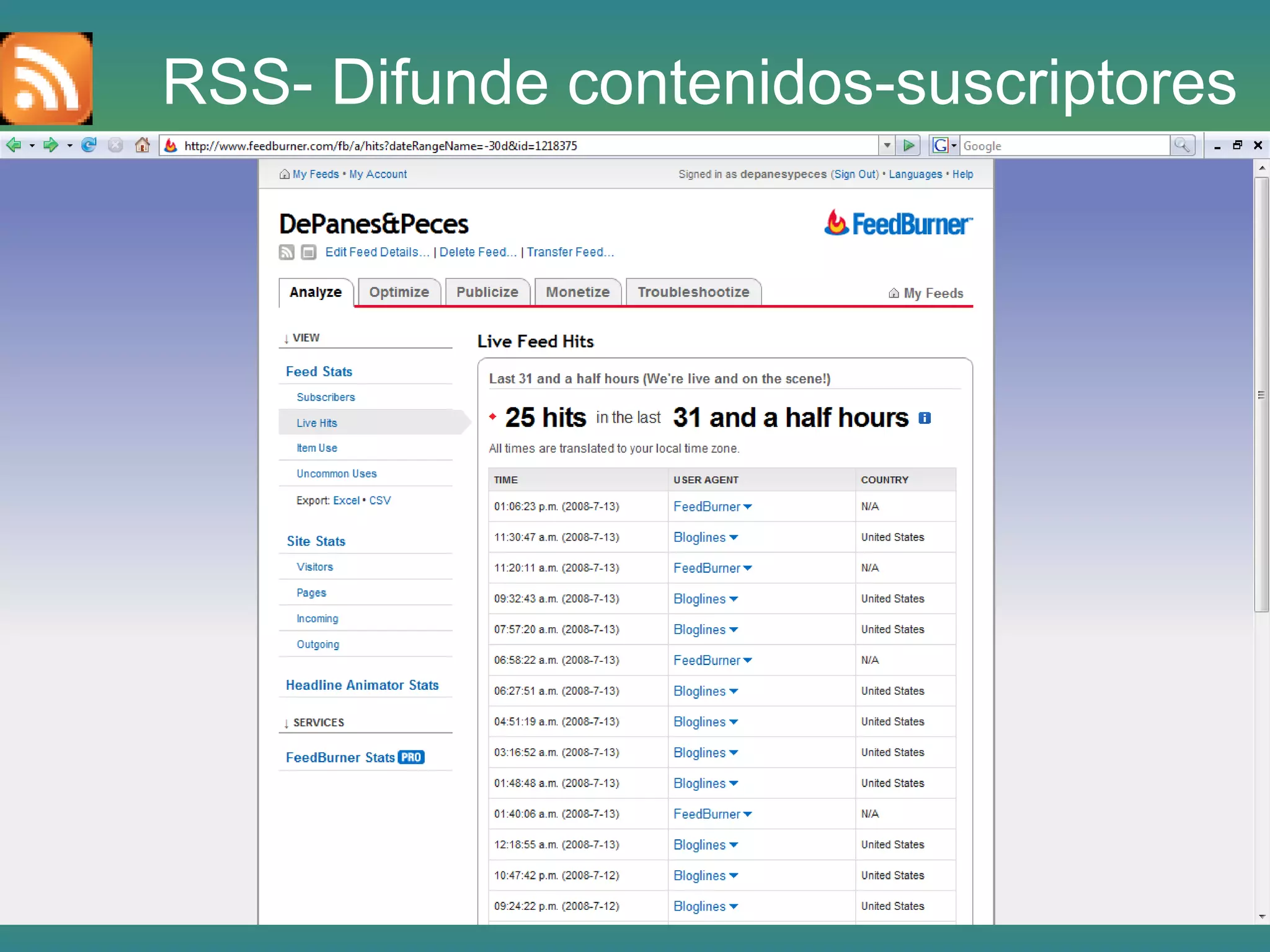 RSS- Difunde contenidos-suscriptores
 