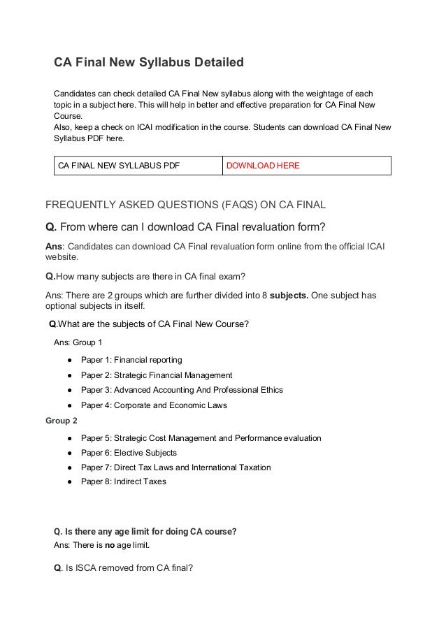 Ca final syllabus for may 2019 new course