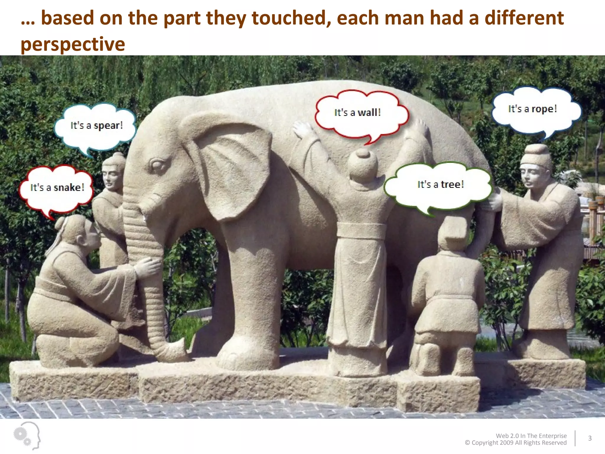 …  based on the part they touched, each man had a different perspective  