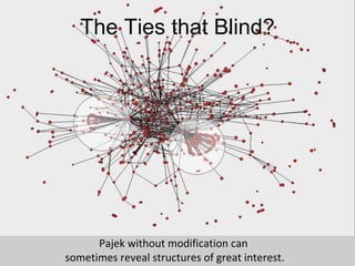 Pajek without modification can  sometimes reveal structures of great interest. The Ties that Blind? 