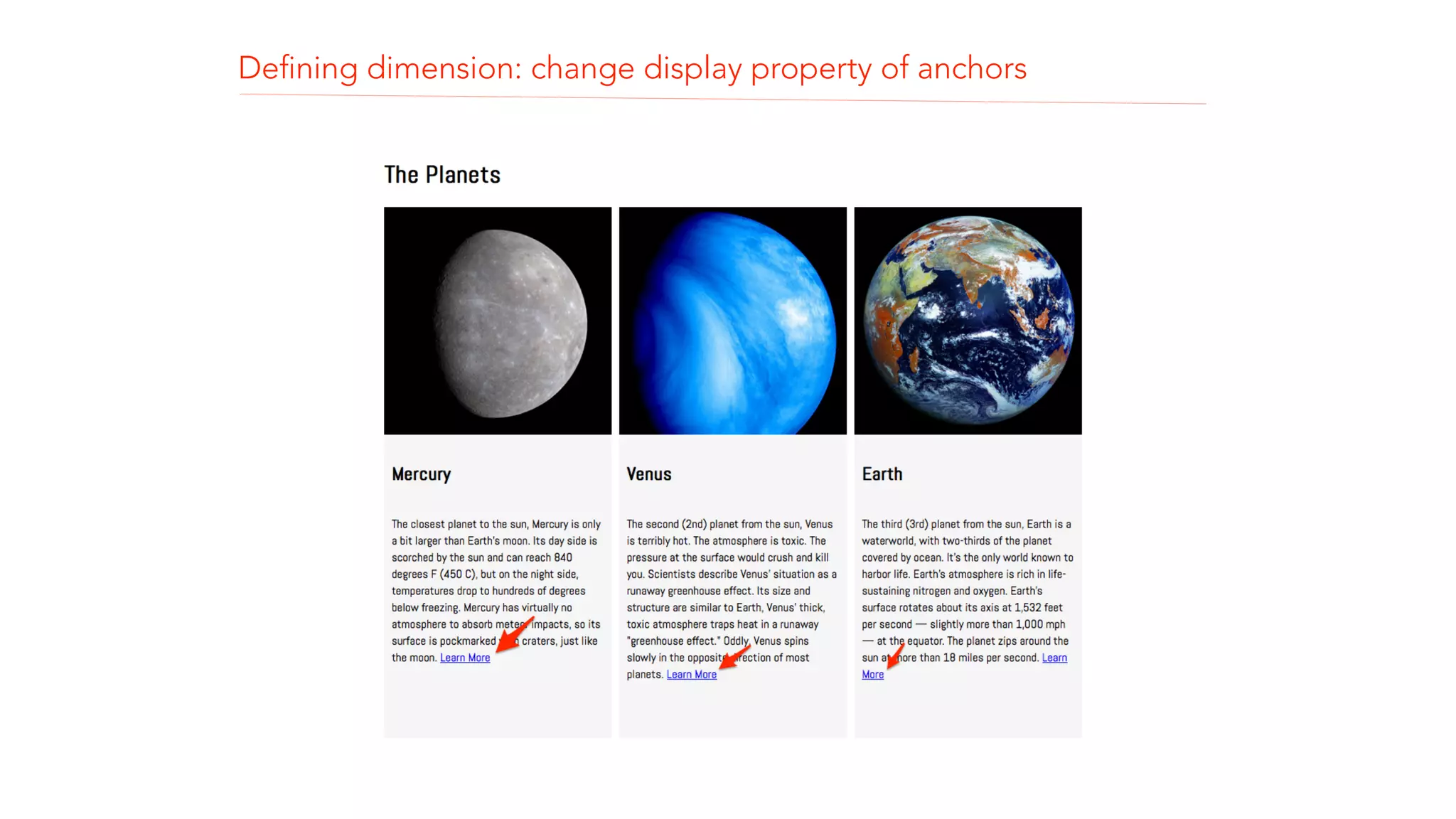 Defining dimension: change display property of anchors 
! 
! 
! 
 