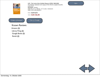 Back




             Order on Amazon       View on Google


              Known Reviews
              Amazon (0)
               Library Thing (0)
               Google Books (0)
               Revish (0)




Donnerstag, 15. Oktober 2009
 