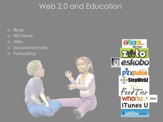 Web 2.0 and Education Blogs RSS Feeds Wikis Social bookmarks Podcasting 