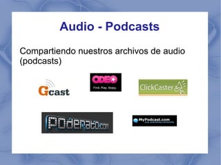 Audio - Podcasts Compartiendo nuestros archivos de audio (podcasts) 