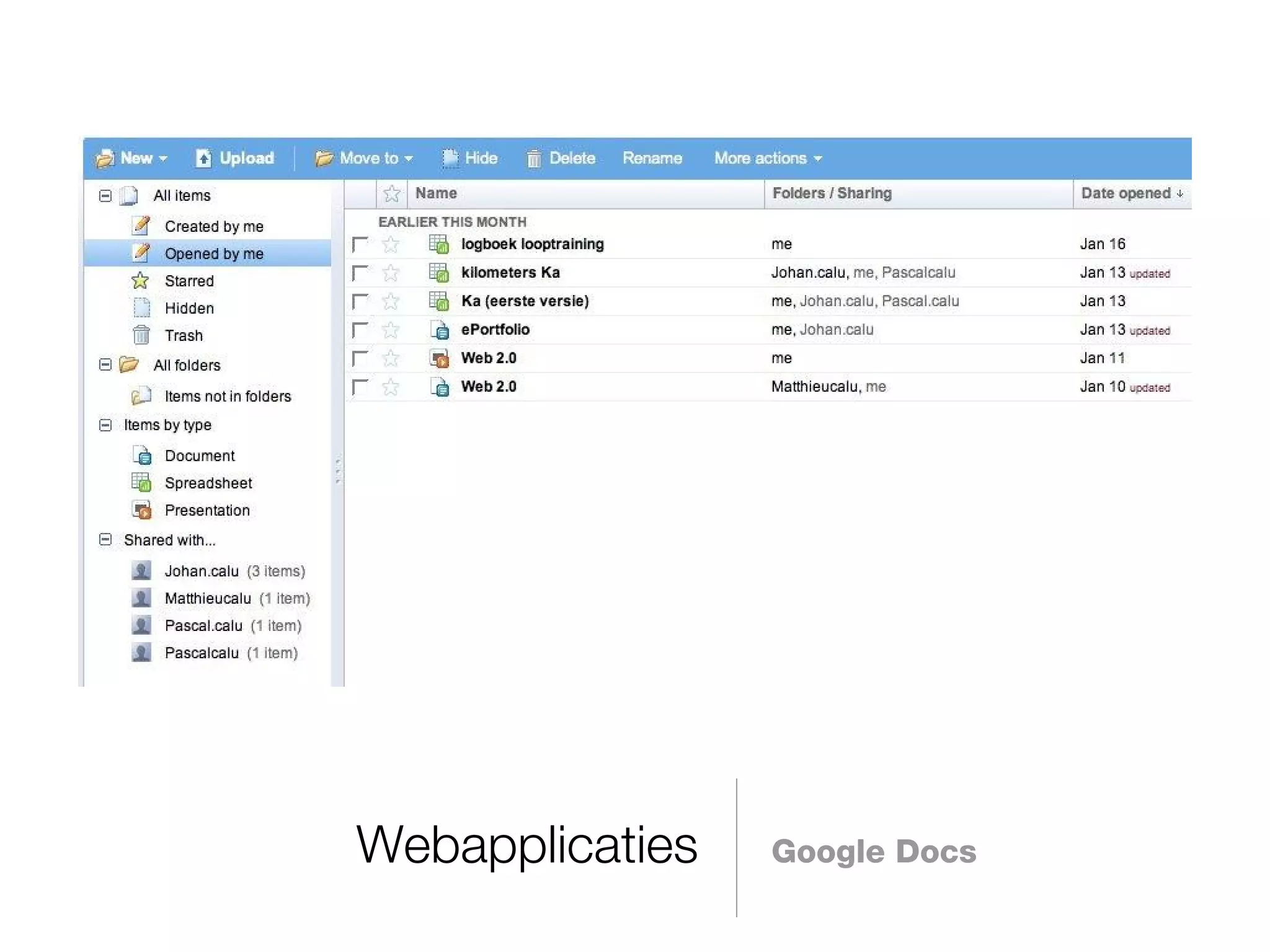 Webapplicaties Google Docs 