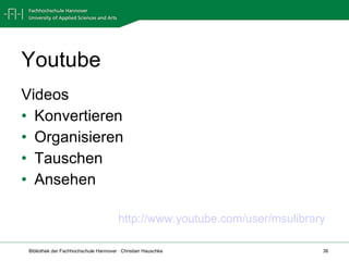 Youtube <ul><li>Videos  </li></ul><ul><li>Konvertieren </li></ul><ul><li>Organisieren </li></ul><ul><li>Tauschen </li></ul...