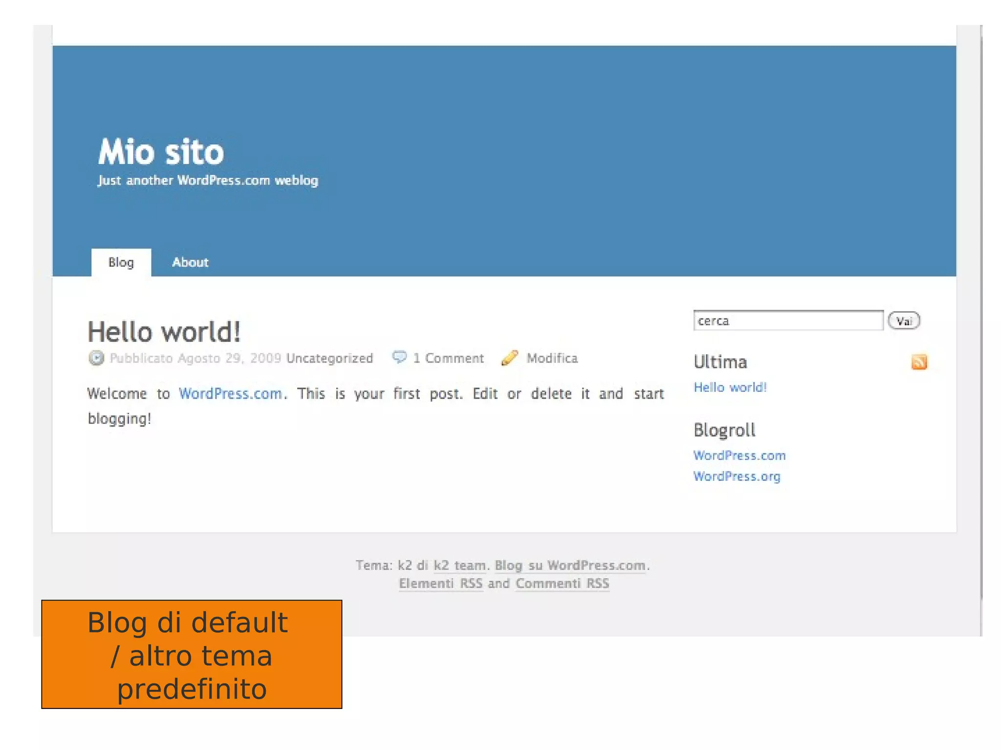 Blog di default  / altro tema predefinito 