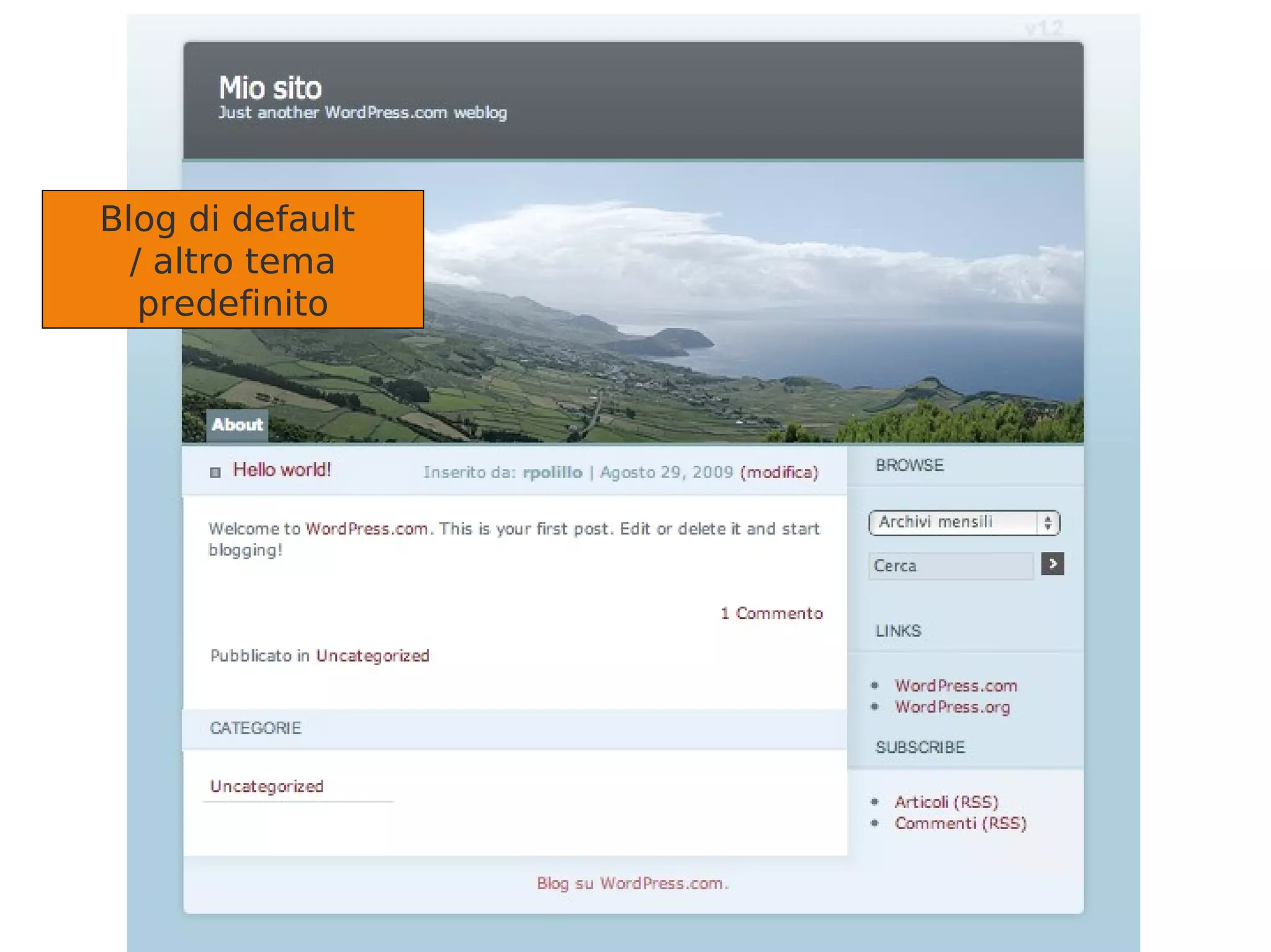 Blog di default  / altro tema predefinito 