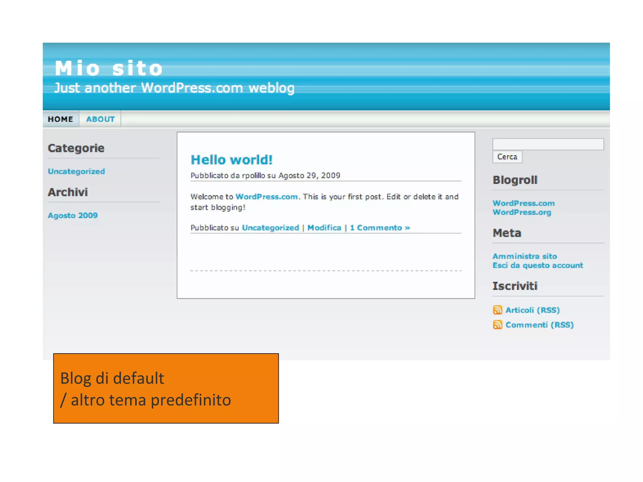 Blog di default  / altro tema predefinito 
