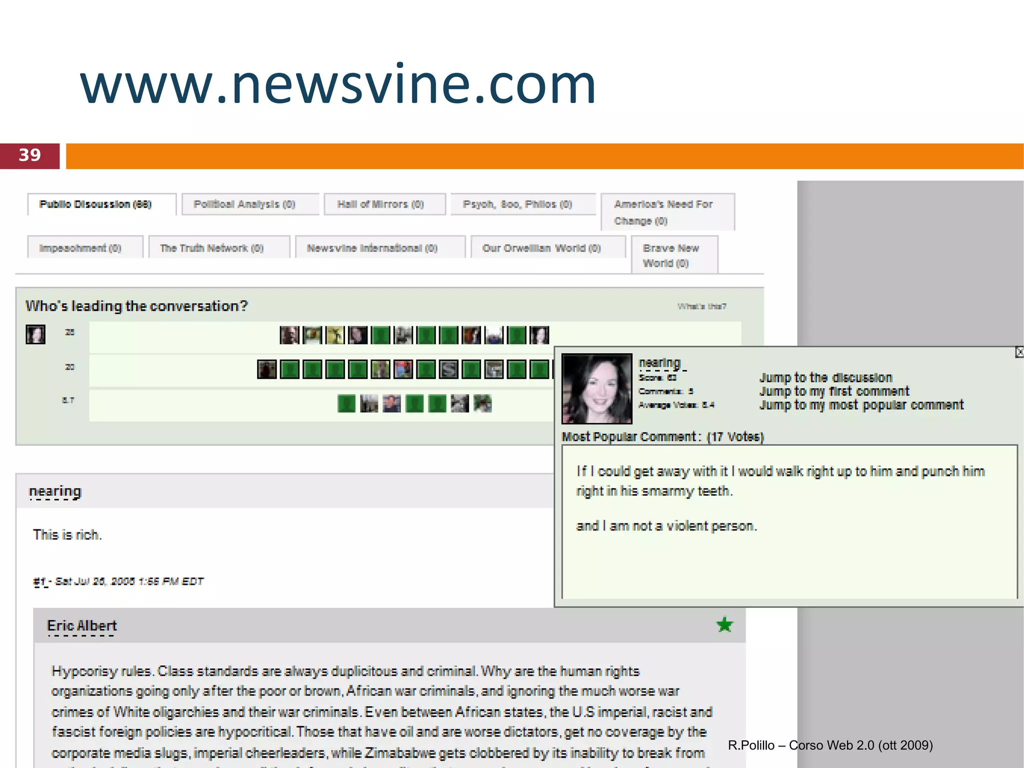 www.newsvine.com   R.Polillo – Corso Web 2.0 (ott 2009) 