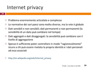 Cloud computing: punti di vista (I) Il punto di vista di Garner Group: "organizations are switching from company owned hardware and software assets to per-use service-based models"  "projected shift to cloud computing will result in dramatic growth in IT products in some areas and in significant reductions in other areas. http://www.gartner.com/it/page.jsp?id=707508 R.Polillo – Corso Web 2.0 (ott 2009) 