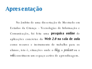 Web2.0 E Aprendizagem Online Lisboa