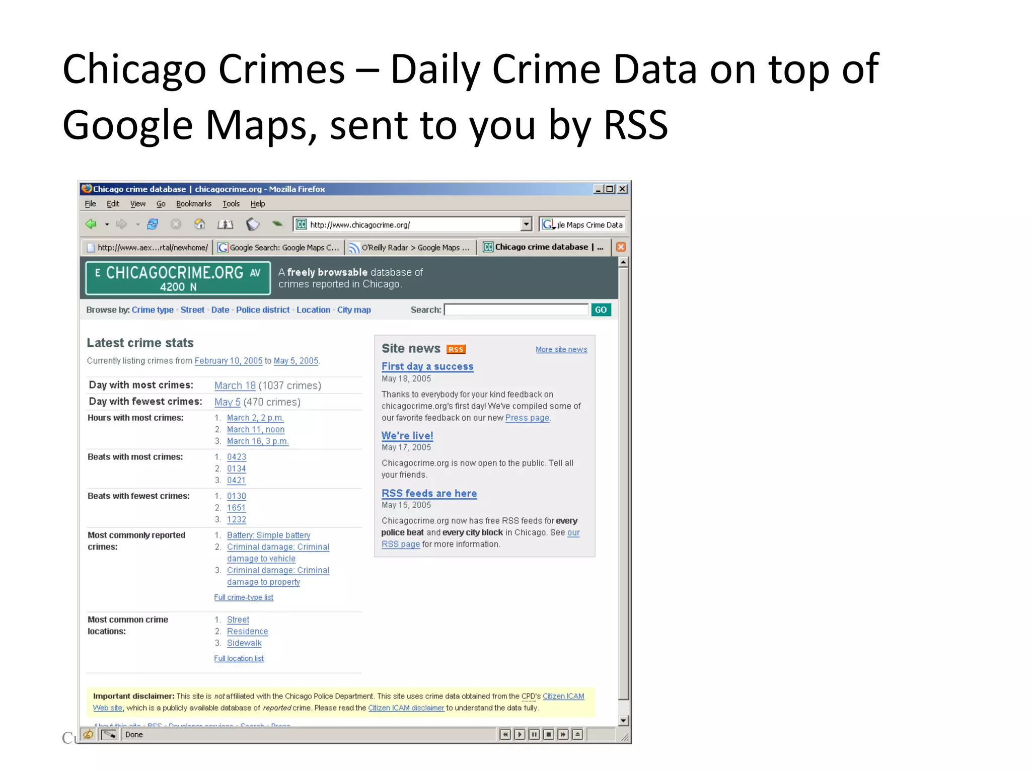 Chicago Crimes – Daily Crime Data on top of Google Maps, sent to you by RSS Cuene.com/mima 