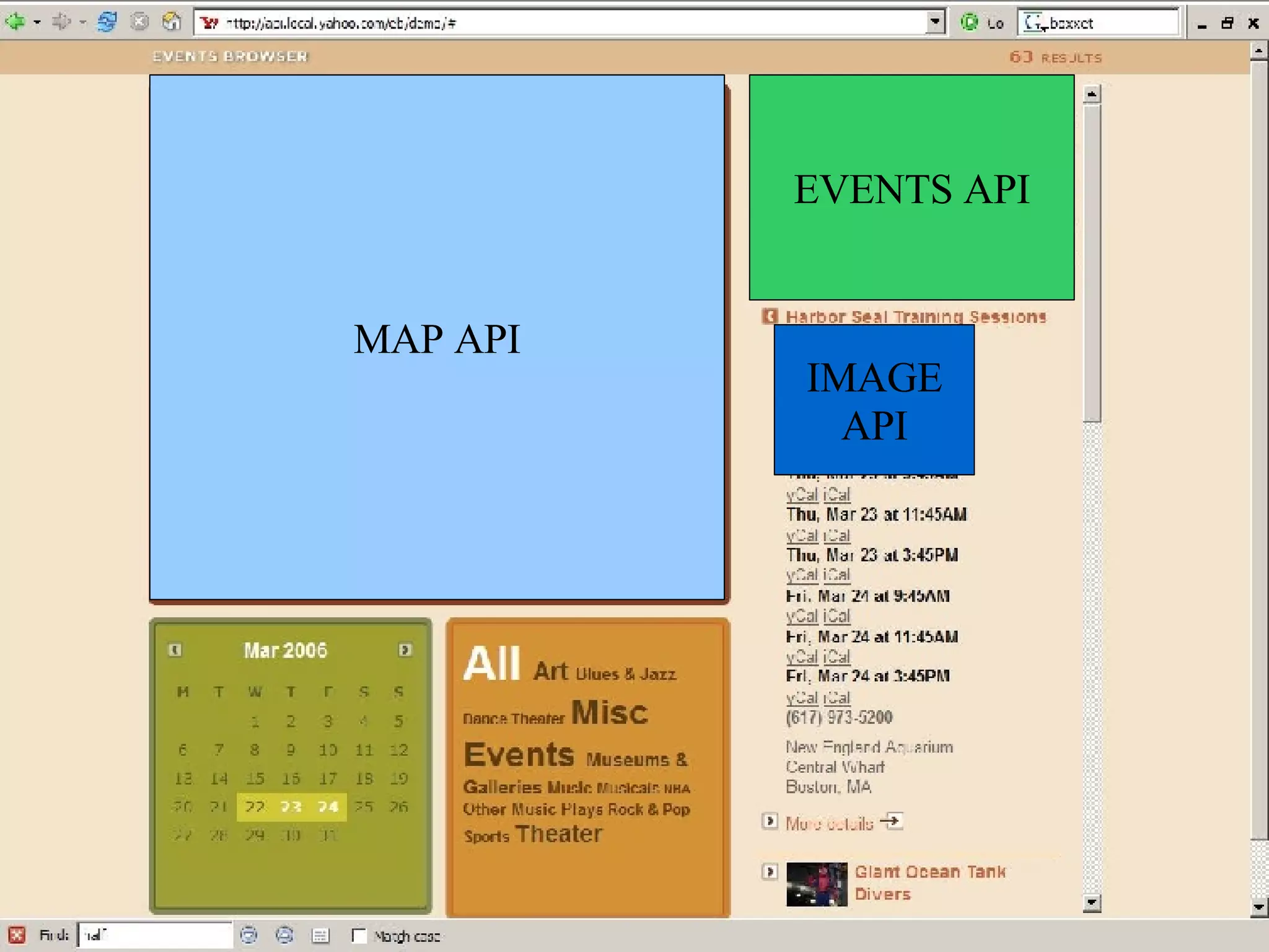 MAP API EVENTS API IMAGE API 