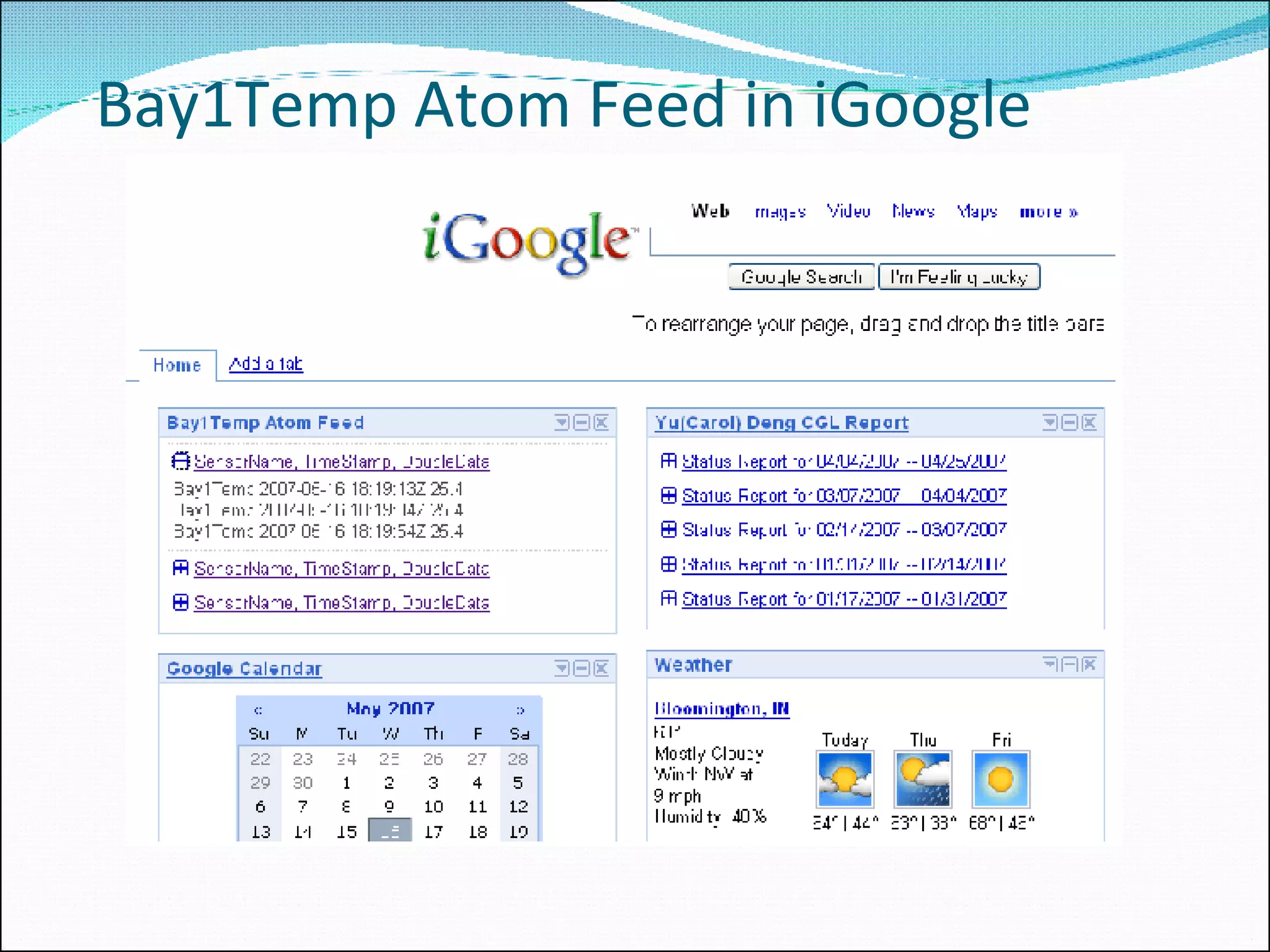 Bay1Temp Atom Feed in iGoogle 