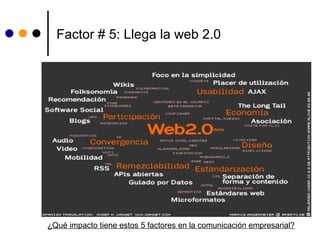 Factor # 5: Llega la web 2.0  ¿Qué impacto tiene estos 5 factores en la comunicación empresarial? 