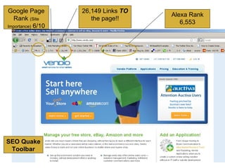 26,149 Links  TO  the page!! Alexa Rank 6,553 Google Page Rank  (Site Importance)  6/10 SEO Quake Toolbar 
