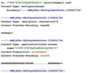 To: =?UTF-8?B?0JTQuNC80LA=?= <mialinx@gmail.com>
Content-Type: multipart/mixed;
boundary="----4MNjdUkz-ZBcPvpoGwPsUtn9u:1338241794"
------4MNjdUkz-ZBcPvpoGwPsUtn9u:1338241794
Content-Type: text/plain; charset=utf-8
Content-Transfer-Encoding: base64
Ym9keQ==
------4MNjdUkz-ZBcPvpoGwPsUtn9u:1338241794
Content-Type: application/octet-stream;
name="=?UTF-8?B?ZmF2aWNvbi5pY28=?="
Content-Disposition: attachment
Content-Transfer-Encoding: base64
AAABAAEAEBAAAAEAIABoBA..........AAAAAAAA==
------4MNjdUkz-ZBcPvpoGwPsUtn9u:1338241794--
 