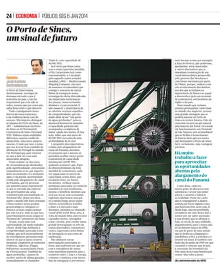 PÚBLICO, SEG 6 JAN 2014 | ECONOMIA | 23

Breves

Governo escolhe
presidente da Parpública
ao fim de seis meses
OXANA IANIN

Turismo

Empresas públicas

Gastronomia e vinhos Raquel Almeida Correia
promovem Alentejo
Pedro Ferreira Pinto com
no mercado inglês
luz verde para suceder a
O produto “Gastronomia e
Vinhos” vai ser a “âncora”
para vender o Alentejo no
mercado turístico inglês, este
ano, com a agência regional
de promoção externa a
apresentar o destino como
a “alma gastronómica” de
Portugal. “A gastronomia e
vinhos são um produto muito
forte no Alentejo e acordámos
com os operadores ingleses
com os quais trabalhamos
que, este ano, esse é o tema
‘âncora’ para esse mercado”,
disse Vítor Silva, presidente
da agência turística. O
responsável pela Agência
Regional de Promoção
Turística do Alentejo (ARPTA),
sediada em Grândola, realçou
que esta já é uma área fulcral
para “vender” o destino
alentejano, mas, no mercado
inglês, vai ser dada “ainda
mais atenção” ao produto.
Previsão

Acções da Fiat podem
duplicar de valor
em dois anos
A cotação das acções da Fiat
poderá duplicar nos próximos
dois anos, na sequência do
acordo que deu ao grupo
italiano o controlo total da
construtora norte-americana
Chrysler. A estimativa foi
avançada na edição de ontem
da revista Barron’s. Na sextafeira passada, os títulos
da Fiat fecharam a perder
2,3%, para os 6,76 euros, na
Bolsa de Milão. Depois de ter
comprado os 41,% de capital
que o fundo de saúde do
sindicato dos trabalhadores
do sector automóvel
detinha na Chrysler, a Fiat
tem caminho livre para
avançar com uma fusão
que irá gerar importantes
sinergias, nomeadamente,
através da centralização de
competências e serviços. E
terá acesso mais simplificado
a financiamento.

Pais Jorge, que foi secretário
de Estado, mas se demitiu
por causa dos swaps
Ao ﬁm de seis meses sem preencher
o cargo, o Governo escolheu o novo
presidente da Parpública. A holding
que gere as participações do Estado em empresas como a TAP e a
Águas de Portugal vai ser liderada
por Pedro Ferreira Pinto, que sucederá assim a Joaquim Pais Jorge.
O nome indicado pelo executivo já
recebeu luz verde da comissão de
recrutamento para a administração
pública.
A escolha partiu da secretária de
Estado do Tesouro, Isabel Castelo
Branco, que enviou o nome do candidato para a entidade presidida
por João Bilhim a 19 de Dezembro.
O parecer positivo da Comissão de
Recrutamento e Selecção para a Administração Pública (CRESAP) foi
dado ainda antes do Natal, no dia
23, e publicado na passada sextafeira no site do organismo. O perﬁl
de Pedro Ferreira Pinto foi considerado adequado ao cargo pelo facto
de ter “uma experiência efectiva
na gestão de topo de situações de
elevada complexidade” e por demonstrar um “conhecimento da
problemática em causa”, lê-se no
documento.
Pedro Ferreira Pinto esteve, desde cedo, ligado ao sector da corretagem e dos fundos de investimento, tendo passado também pela Efacec. Até 2009, foi administrador da
Selecta e da Lisbon Brokers, tendo
integrado nesse ano a empresa de
serviços de assessoria ﬁnanceira
ASK – Advisory Services Kapital. É,
desde Outubro de 2011, administrador da Eaufresh, uma empresa de
aluguer de puriﬁcadores de água.
O novo presidente da Parpública, que não foi ainda oﬁcialmente
nomeado pelo Governo, sucederá
no cargo a Joaquim Pais Jorge, que
cessou funções em Julho, depois de
nove meses na liderança da holding
estatal, para subir a secretário de
Estado do Tesouro.
Uma nomeação feita pela ministra das Finanças, Maria Luís Albuquerque, na sequência da demissão
do anterior titular da pasta, Vítor
Gaspar.
Desde então, a gestão da Parpú-

O Ministério das Finanças comunicou o nome à CRESAP pouco antes do Natal

Encaixe de 579
milhões nos CTT

M

esmo sem presidente,
a Parpública esteve
envolvida, no final do
ano, na importante
privatização dos CTT, que
acabou por render ao Estado
579 milhões de euros, através
de uma operação em que
foi colocada no mercado
uma fatia de 70% do capital
da empresa liderada por
Francisco Lacerda.
Na oferta pública de venda,
o público investiu um pouco
mais de 115 milhões de euros
para adquirir 21 milhões de
acções. Já na parte reservada
aos trabalhadores, as ordens
atingiram cerca de 2,1 milhões
de acções, gerando um
encaixe de 10,8 milhões de
euros.
A parte mais substancial da
receita veio, no entanto, da
venda directa aos investidores
institucionais, que permitiu a
entrada de 463,7 milhões de
euros nos cofres do Estado,
através da venda de um bloco
global de 9,6 milhões de
acções. A Parpública mantém
30% na empresa. J.M.R.

blica estava a ser assegurada pelos
dois membros executivos do conselho de administração, Carlos Durães
da Conceição e José Mendes de Barros. A holding ﬁcou sem presidente
nos últimos seis meses, apesar de
ter estado envolvida em dossiers
importantes como a privatização
dos CTT, que controlava a 100%. A
maioria do capital dos correios foi
dispersa em bolsa, permanecendo
30% nas mãos do Estado, embora a
intenção do Governo seja aliená-los
no médio prazo.
A saída do último presidente da
holding acabou por se revelar atribulada, visto que deixou a Secretaria de Estado do Tesouro cerca
de um mês depois de ter assumido
funções. Pais Jorge demitiu-se do
cargo no início de Agosto por causa
da polémica dos swaps, já que, enquanto quadro do Citigroup, esteve
presente em reuniões com elementos do anterior executivo PS para
vender derivados de cobertura de
risco sobre a dívida pública.
Alguns destes contratos, subscritos por empresas do Estado, foram
considerados especulativos, tendo
acumulado no conjunto perdas potenciais superiores a 3000 milhões
de euros. Este caso levou, aliás, ao
afastamento de outros dois secretários de Estado e de três gestores
públicos.
Pedro Ferreira Pinto iniciará o
mandato na Parpública num mo-

mento de especial indeﬁnição. O
Governo tinha acordado com a troika a extinção da holding, visto que
iria perder progressivamente os activos que geria com o cumprimento
do programa de privatizações. Desde 2012, deixou de ter na carteira
as participações do Estado na EDP
e na ANA, bem como 40% da REN
e 70% dos CTT. O emagrecimento
continuará, caso se cumpra a venda
da TAP, que fracassou no ﬁnal de
2012 com a rejeição da proposta de
Gérman Efromovich.
No entanto, e apesar de o executivo se ter comprometido a apresentar uma estratégia para a extinção
da Parpública, o grupo continua
sem um caminho deﬁnido. Estas
circunstâncias constam, aliás, no
parecer divulgado pela CRESAP. No
documento, lê-se que o novo presidente da holding realçou a “necessidade de clariﬁcação estratégica da continuação ou extinção da
instituição”.
Apesar de ter fechado este capítulo, o PÚBLICO sabe que o Governo
ainda não conseguiu resolver o problema da Metro de Lisboa/Carris,
que ﬁcou sem presidente em Junho
deste ano por causa da polémica
dos swaps. Desde que José Silva Rodrigues foi afastado do cargo, foram
já discutidos vários nomes para o
substituir, mas nenhum deles chegou à comissão de recrutamento
público.

 