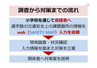 {ˤ錝ߤޤǤ
?ѧУͨƱoߤ
ͨѧ·νͨȫϤn}w
webSAFETY MAP??m
15
F̤?״r_J
??̤ޤߤ?
vSߤ،߰h
 