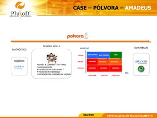 CASE – PÓLVORA –  AMADEUS  DIAGNÓSTICO ESTRATÉGIAS negócios DESAFIOS WEB 2.0 MARKET & COMPANY - INTERNAL posicionamento introducção da cultura web 2 iniciativas de colaboração otimização dos resultados de negócio 