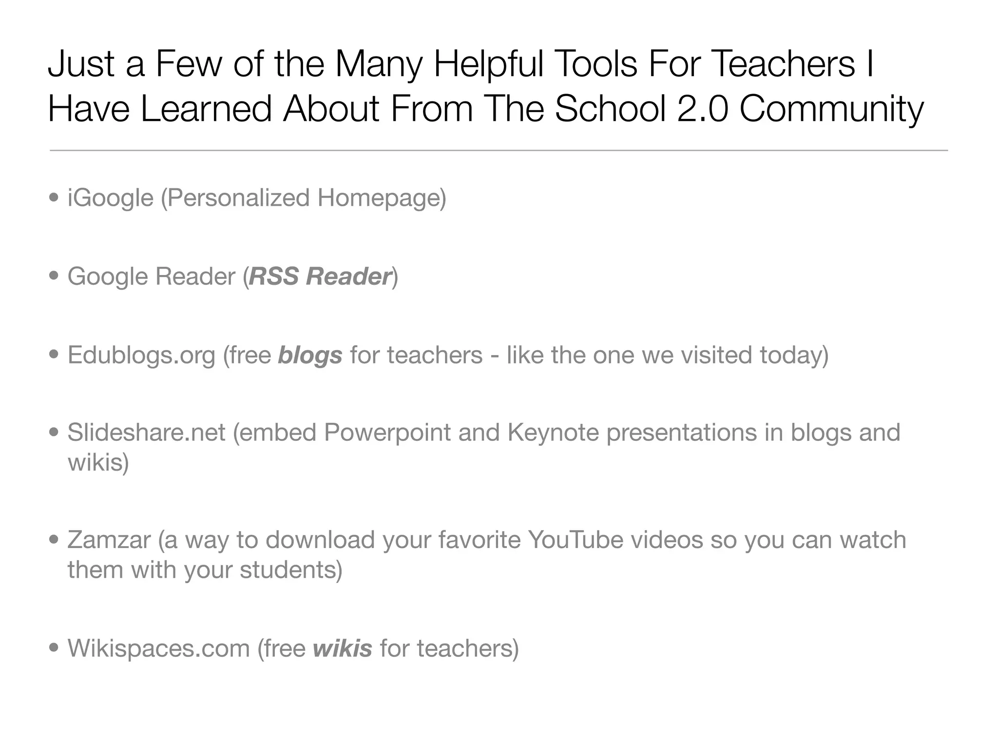 Web 2.0 4 teachers 081407