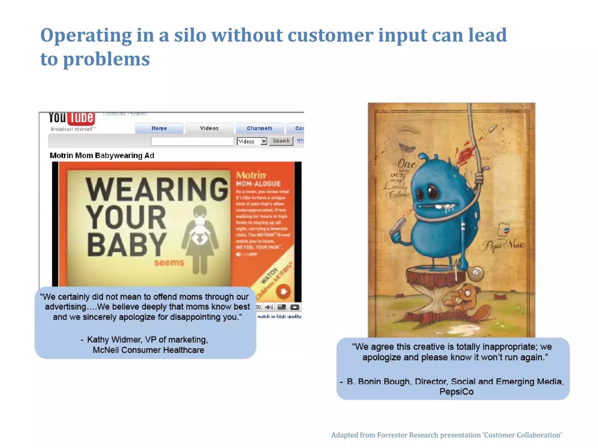 Operating in a silo without customer input can lead
to problems




                                                                                              31
                               Adapted from Forrester Research presentation ‘Customer Collaboration’
 