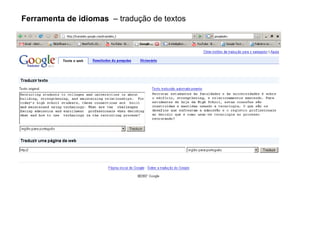 Ferramenta de idiomas   – tradução de textos 