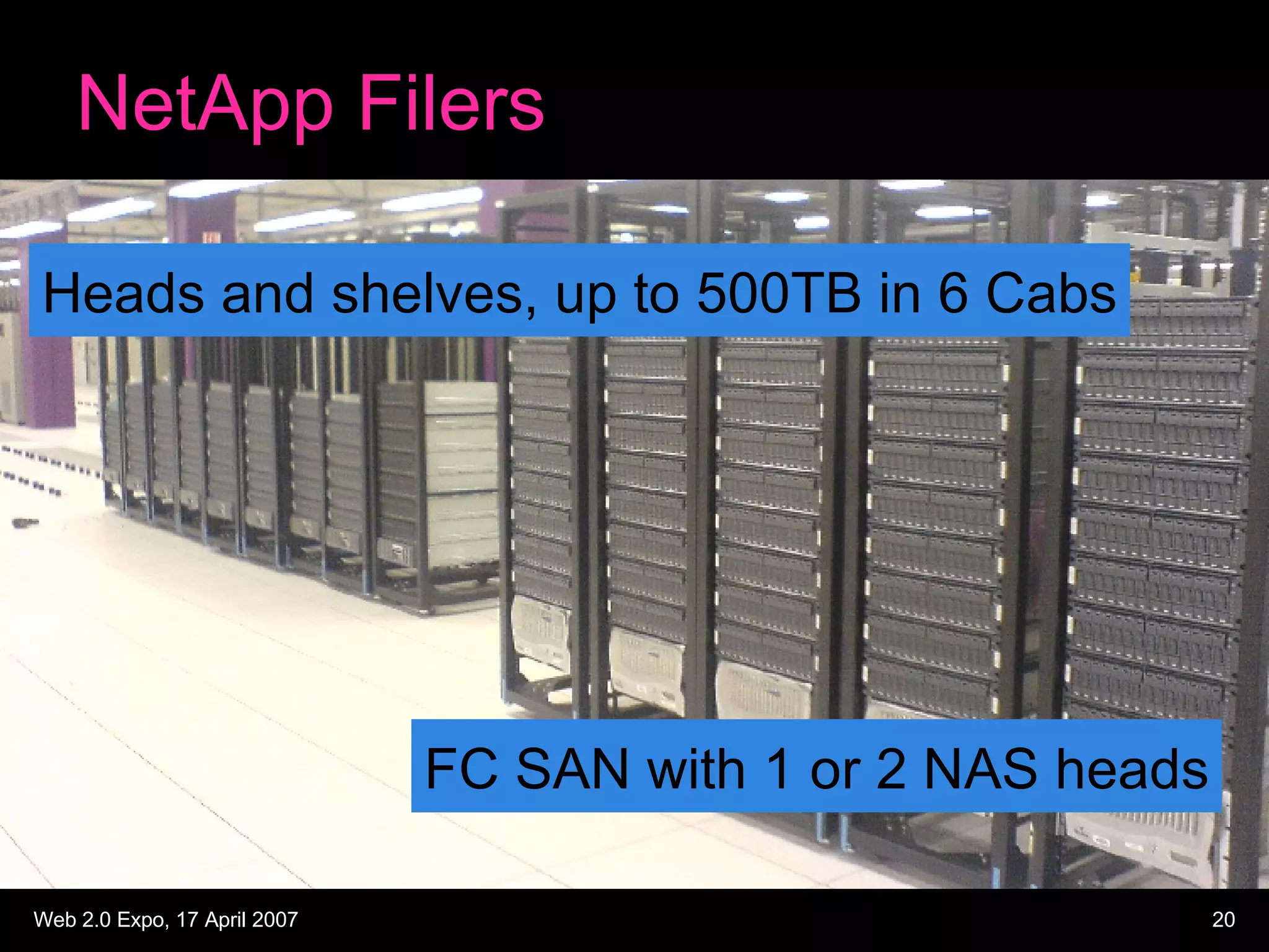 NetApp Filers Heads and shelves, up to 500TB in 6 Cabs FC SAN with 1 or 2 NAS heads 