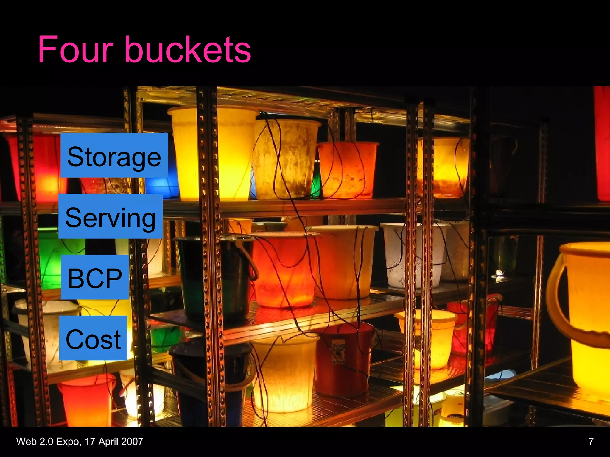 Four buckets Storage Serving BCP Cost 