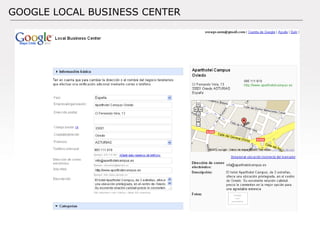 Documento: Versión: Fecha: / / Autor: GOOGLE LOCAL BUSINESS CENTER 