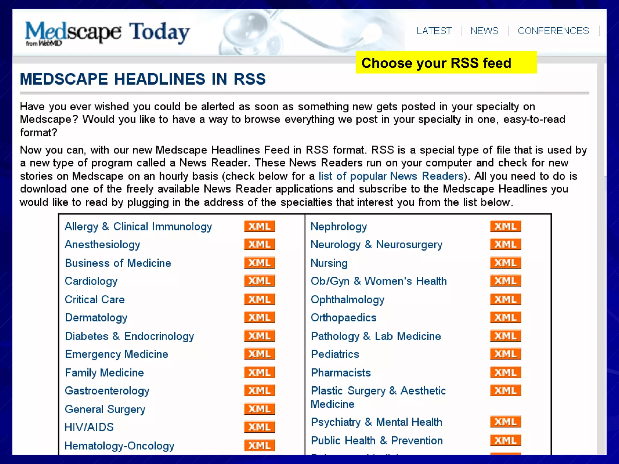 Choose your RSS feed 