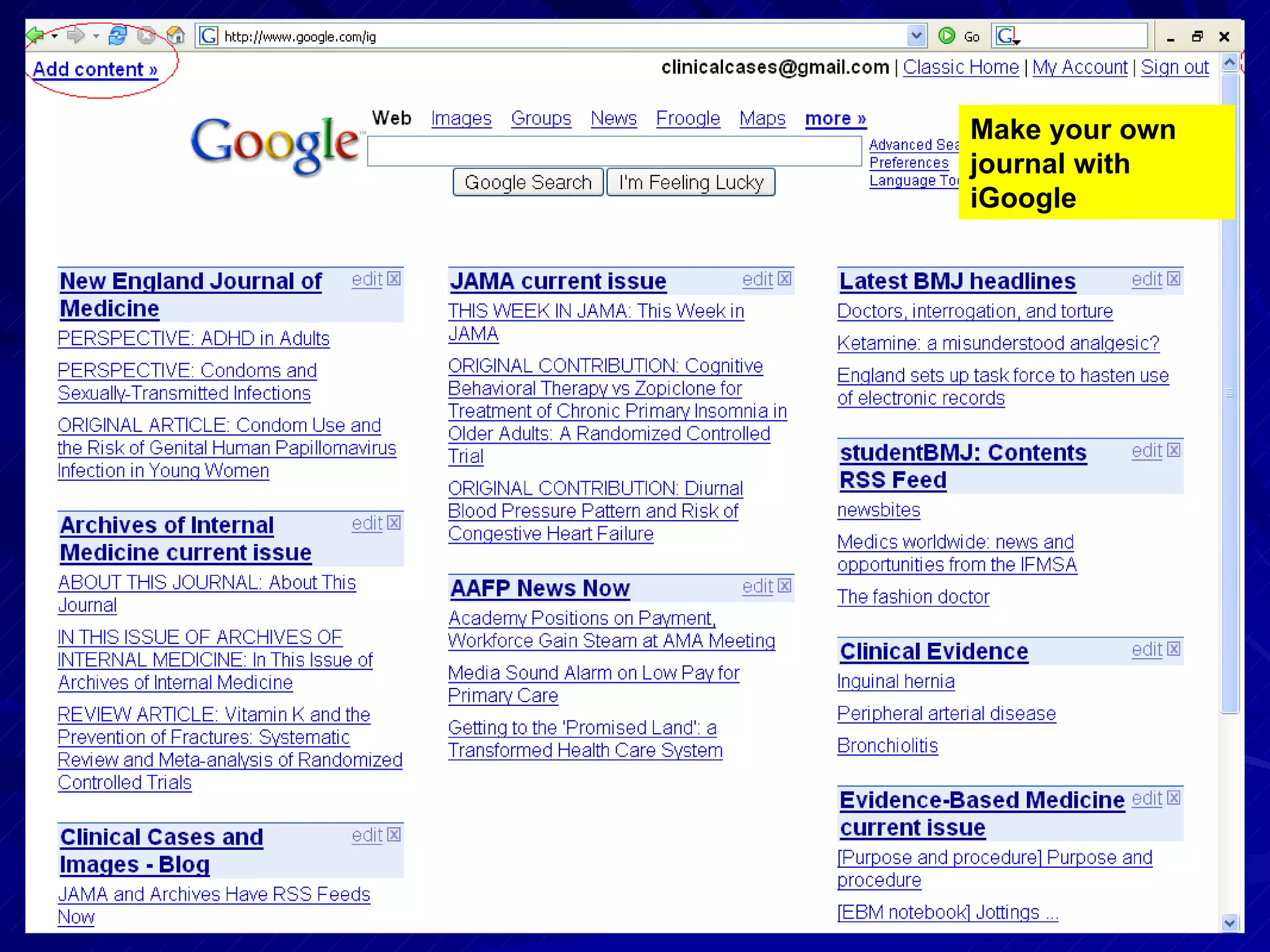 Make your own journal with iGoogle 