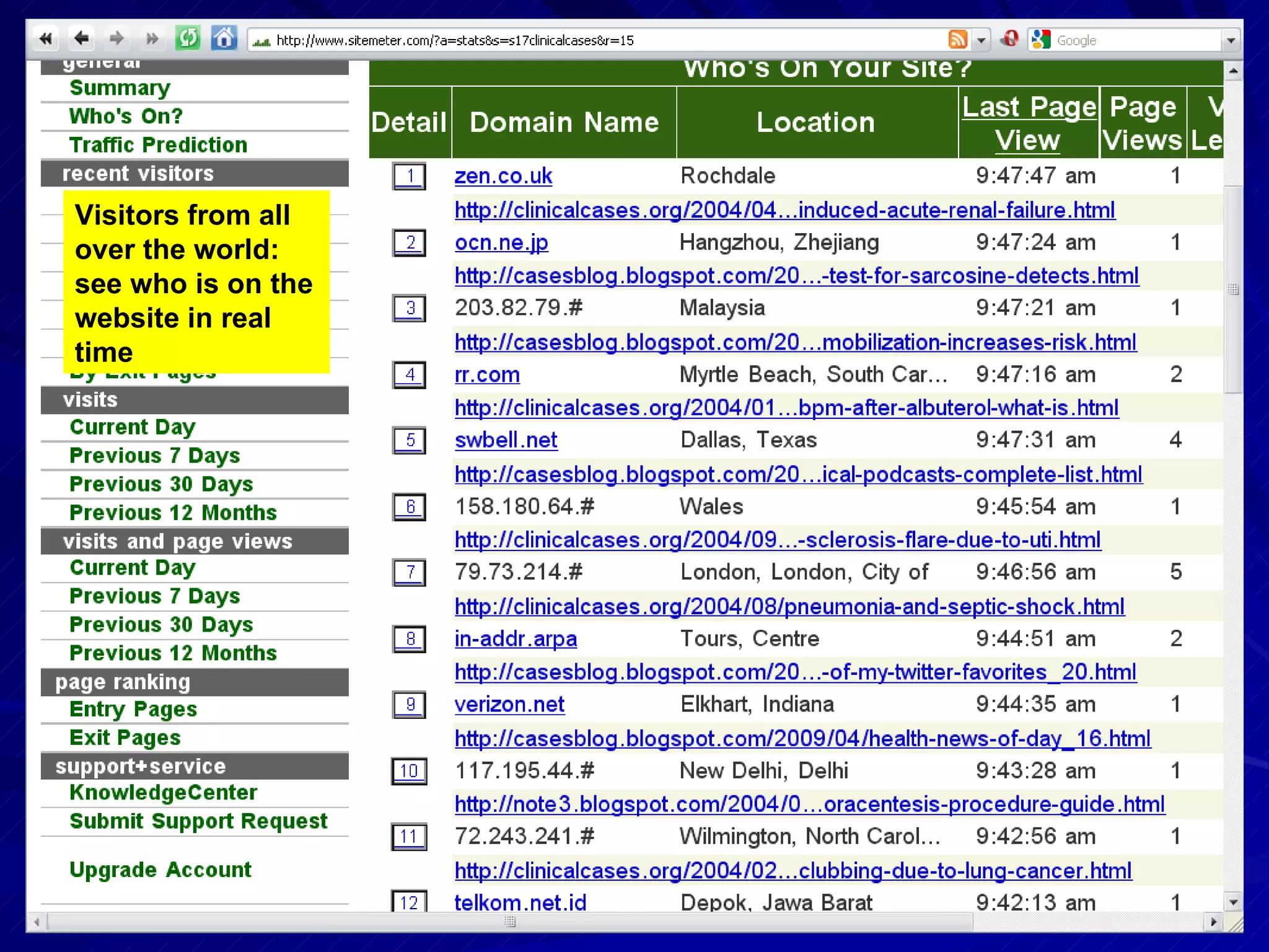 Visitors from all over the world: see who is on the website in real time 
