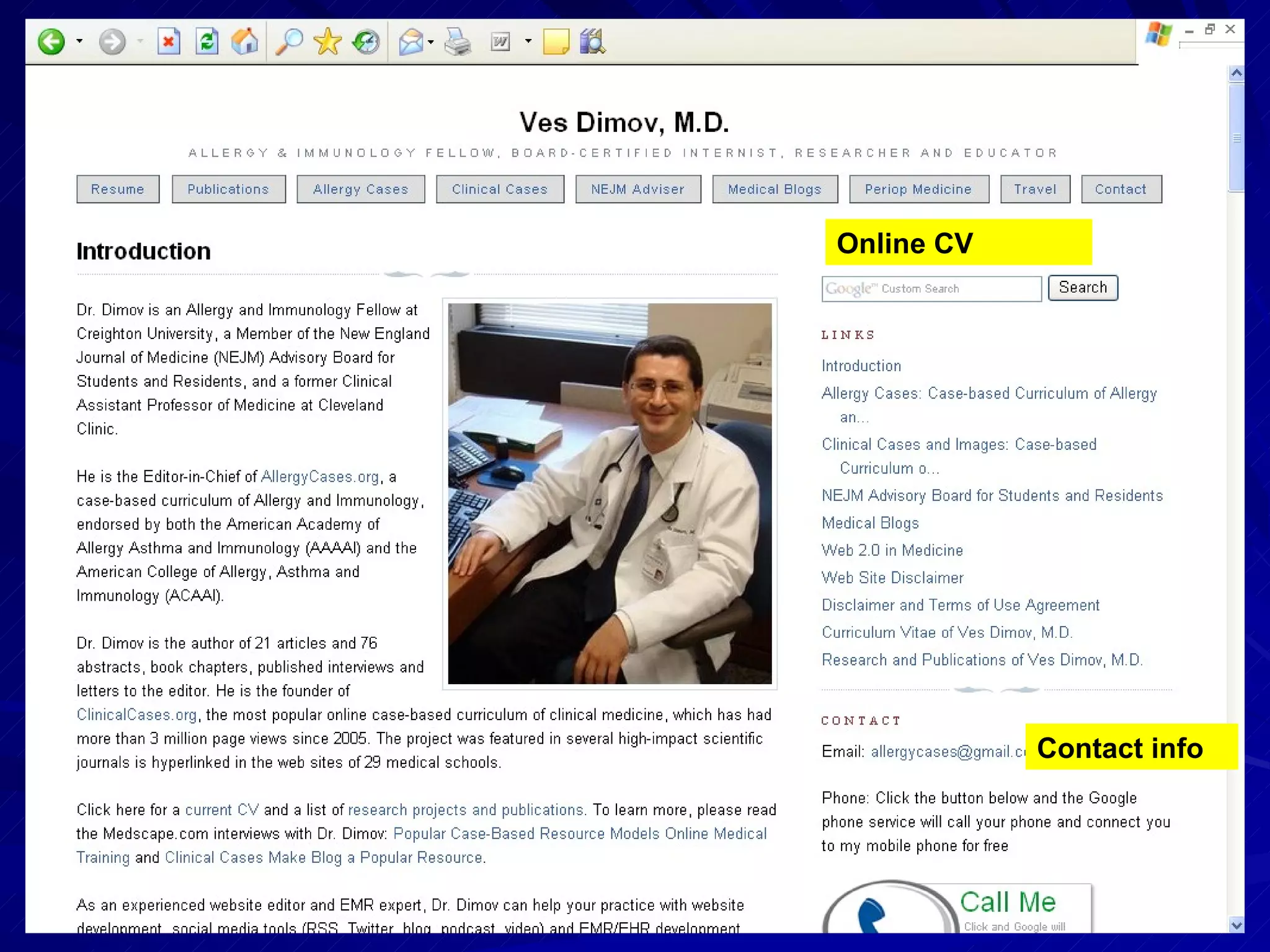 Online CV Contact info 