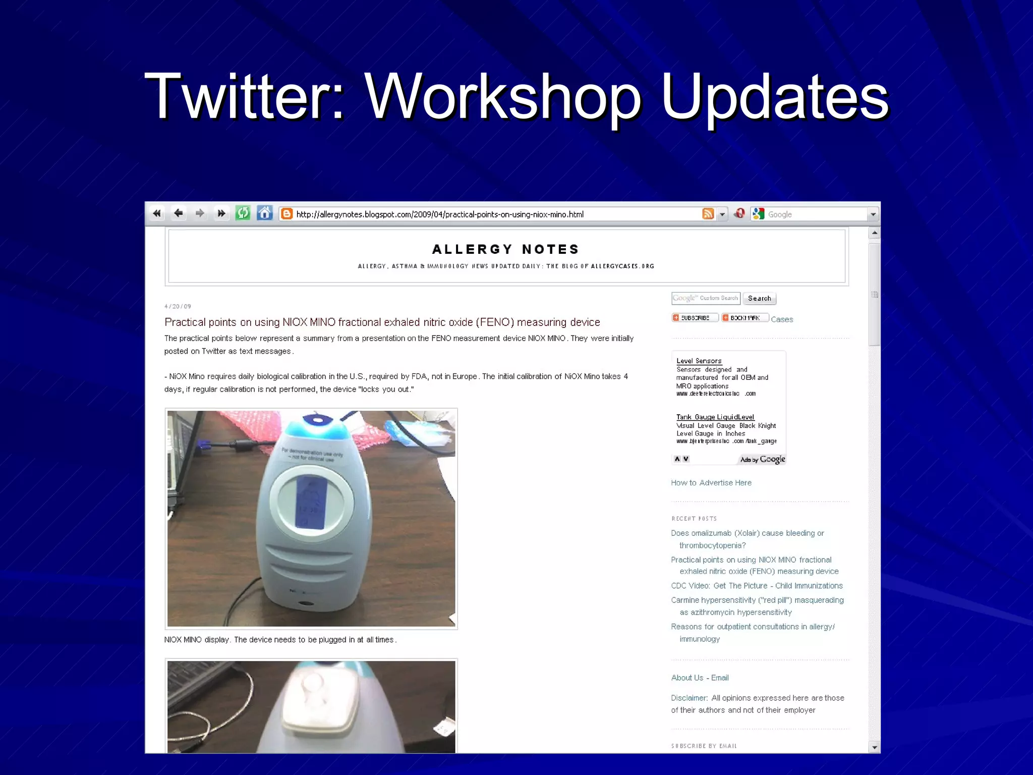 Twitter: Workshop Updates 