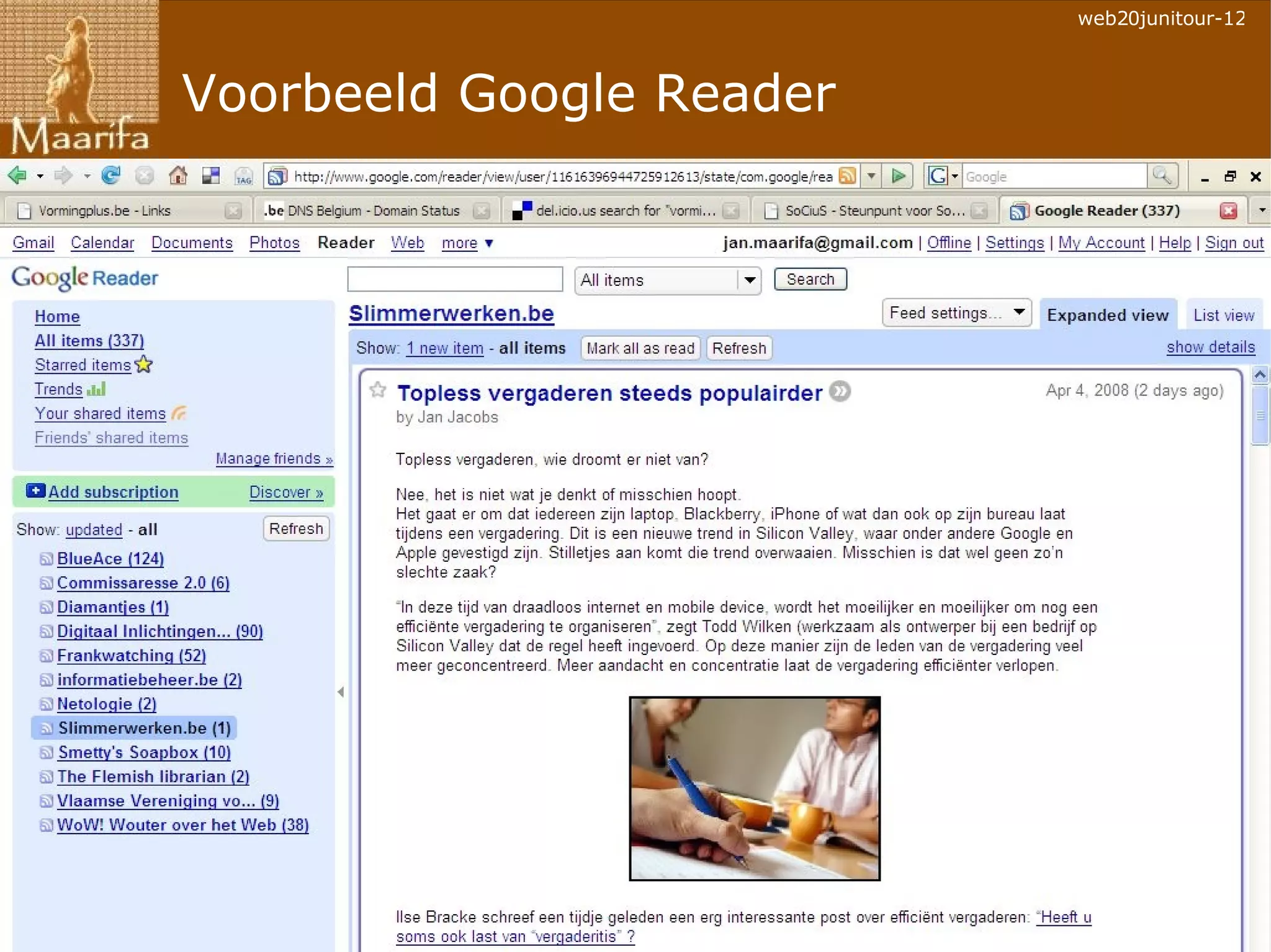 Voorbeeld Google Reader 
