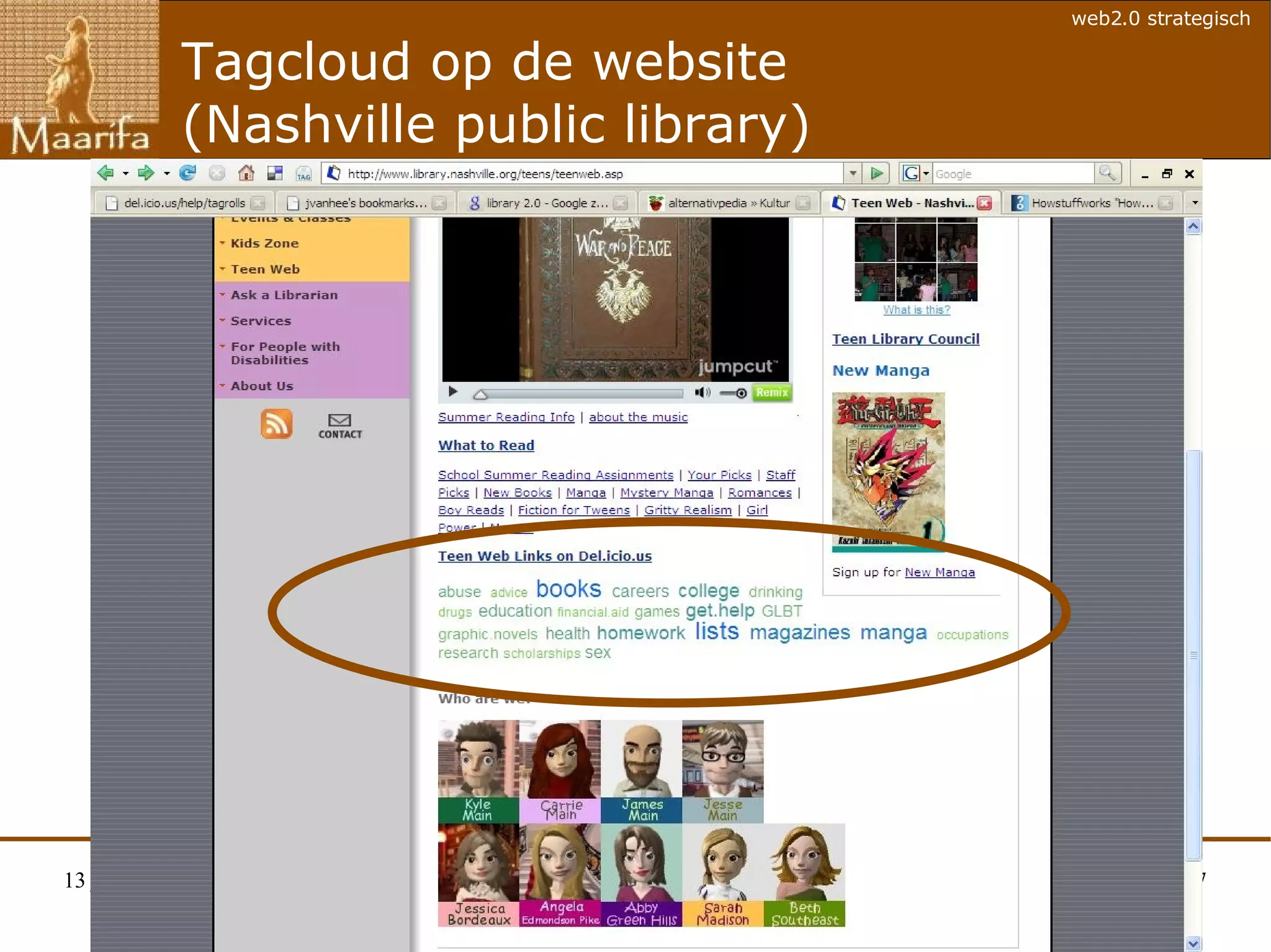 Tagcloud op de website  (Nashville public library) 