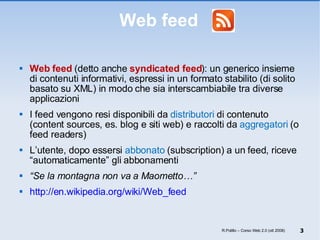 Corso Web 2.0: Web feed e aggregatori