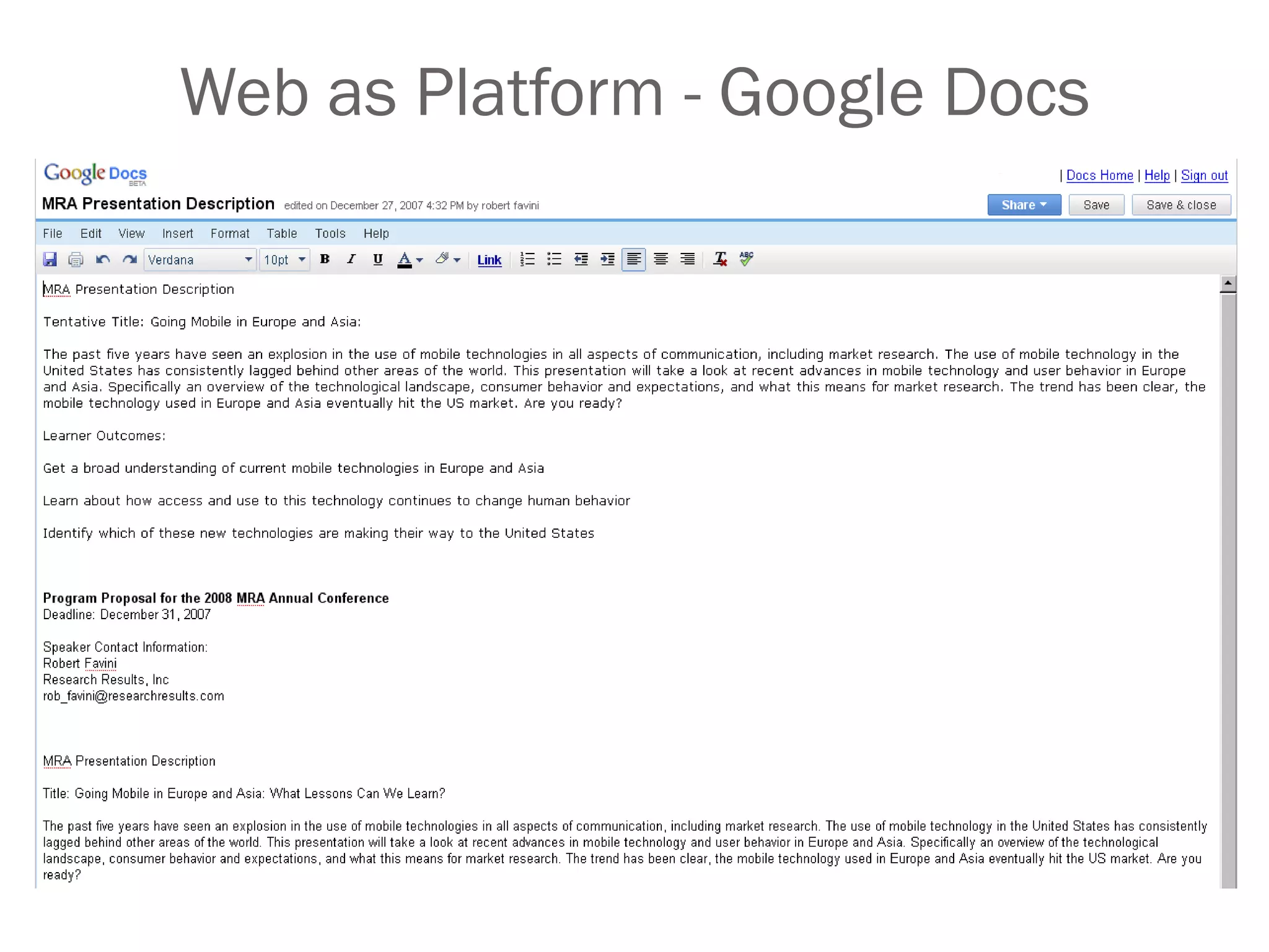 Web as Platform - Google Docs 