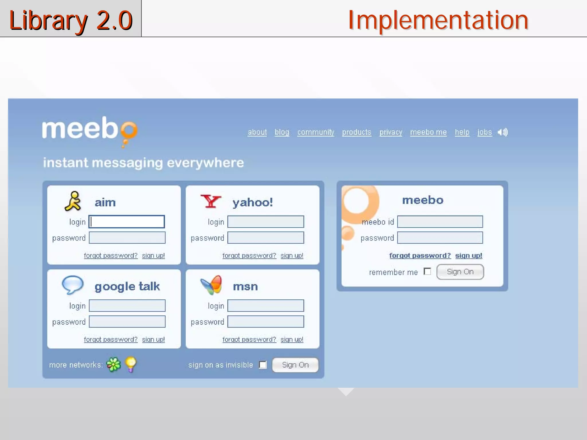 Library 2.0   Implementation
 